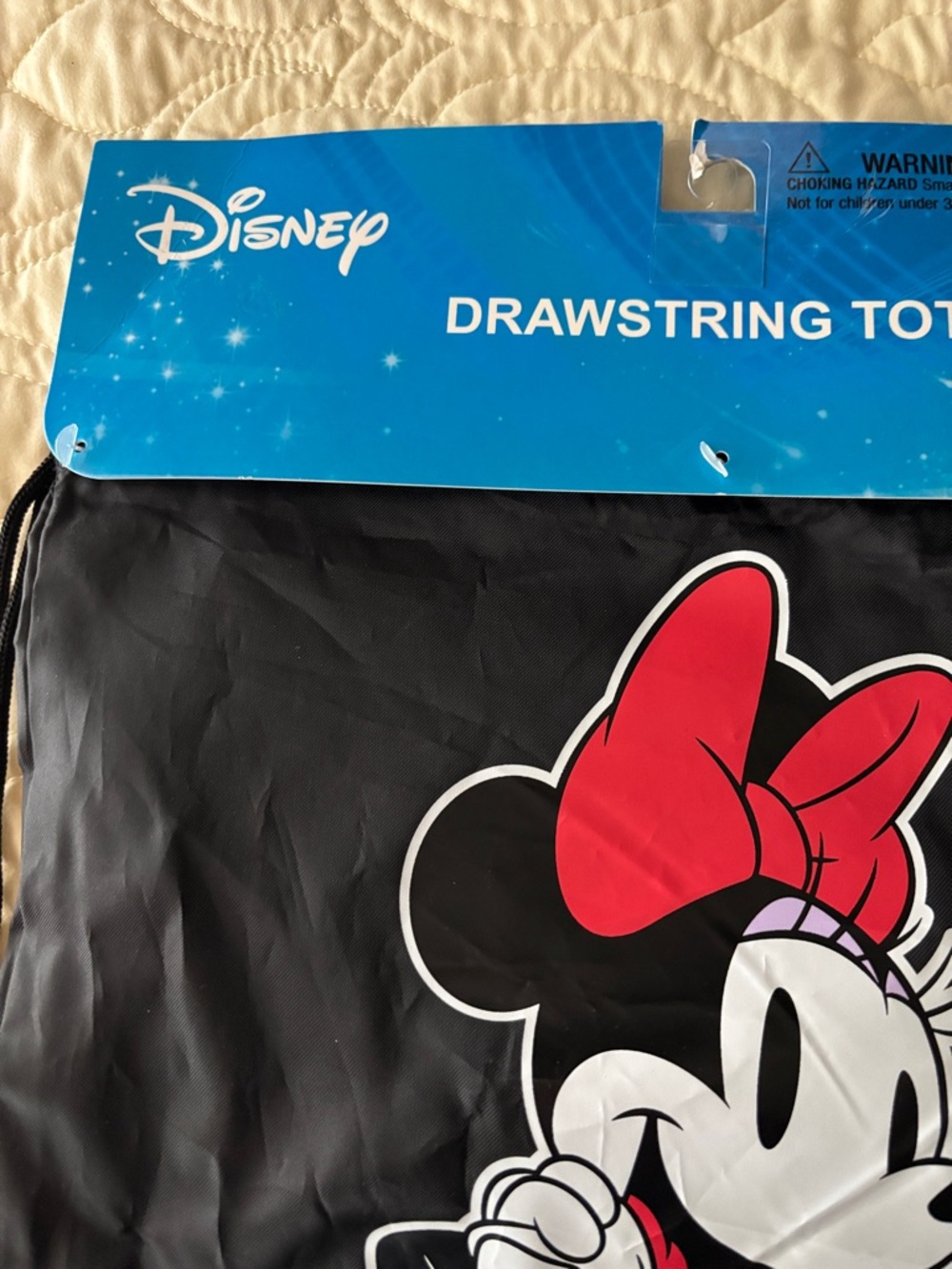 Disney Minnie Mouse Black Drawstring Backpack with Red and Yellow Accents - Picture 4 of 8